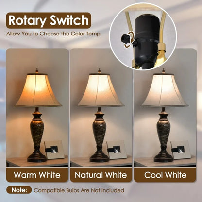 Three-Piece Table and Floor Lamp Set Featuring Linen Fabric Shades