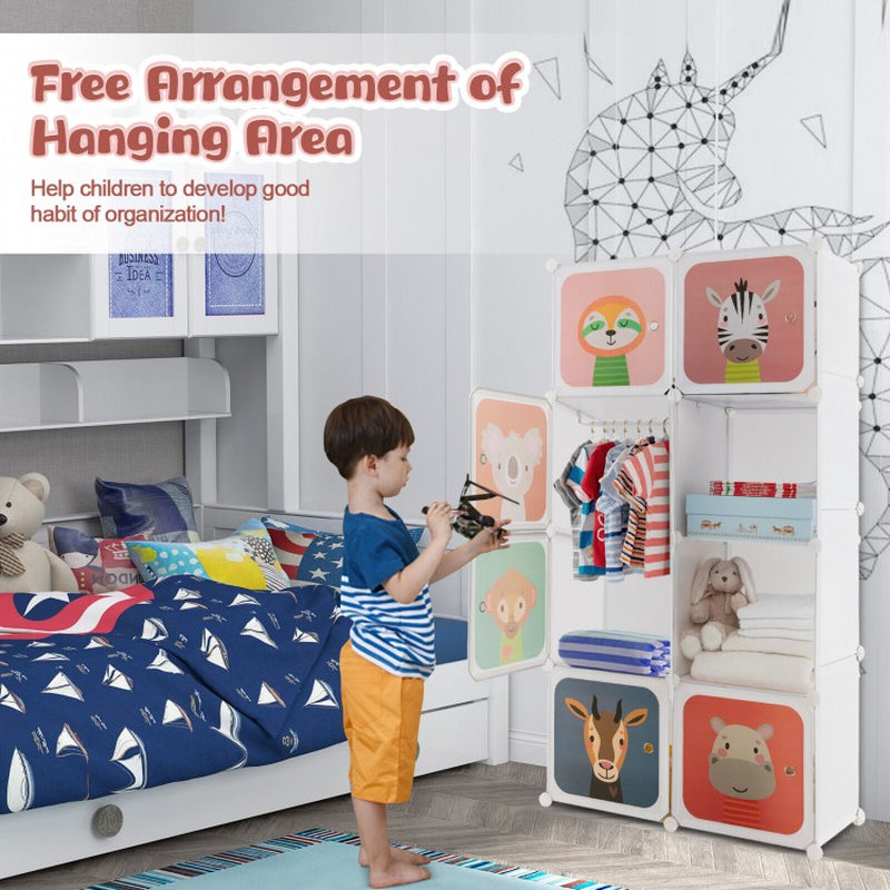 8-Cube Children's Wardrobe with Hanging Section and Doors