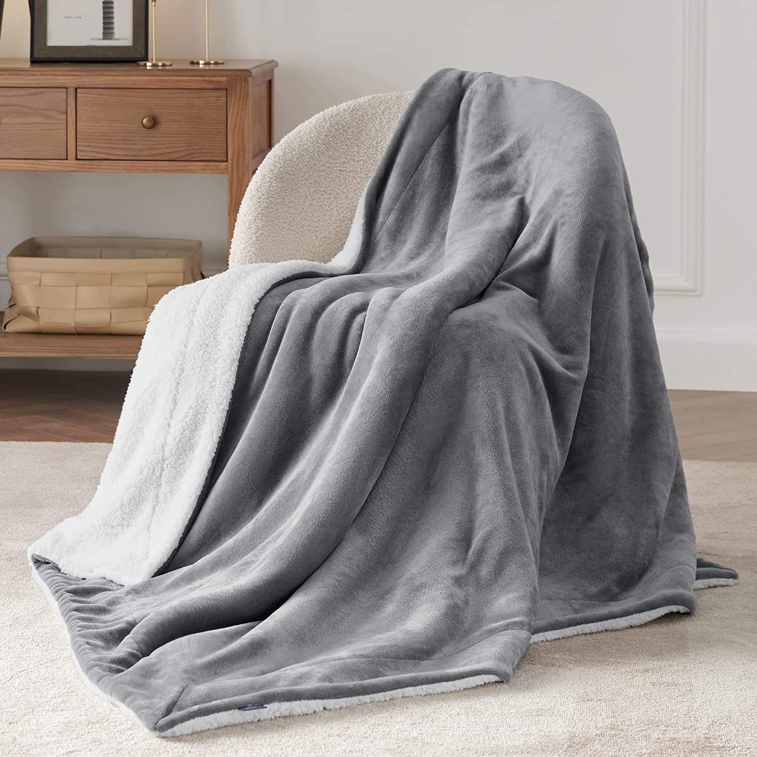 Throw Blanket - Luxurious Soft and Warm Sofa Blanket, Grey, 50x60 Inches