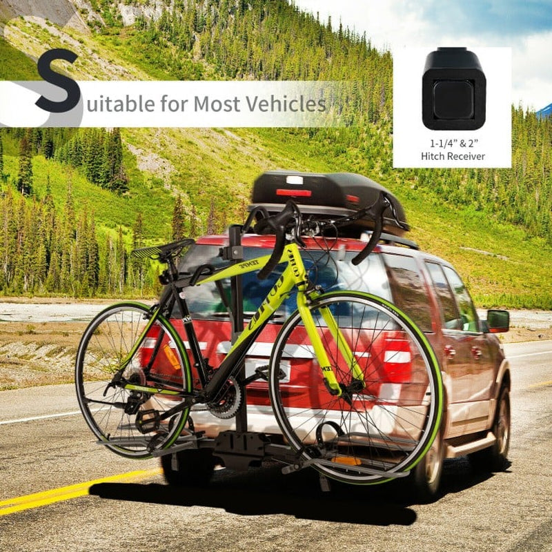 Hitch-Mounted Bike Rack for Two Bikes - Compatible with 1-1/4 Inch and 2 Inch Receivers