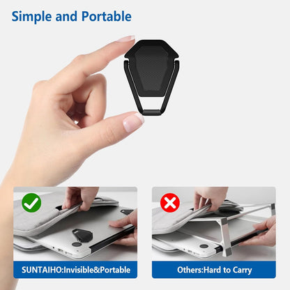 Portable Invisible Laptop Stand (2-Pack) - Mini Aluminum Cooling Pad and Ergonomic Lightweight Desk Stand 12-17 Inch Tablets/Laptops - Black