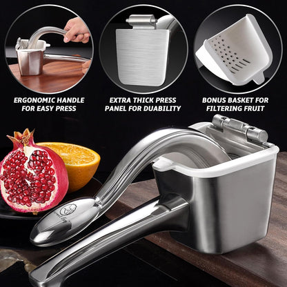 Stainless Steel Manual Citrus Juicer with 5-Year Warranty - Heavy Duty Lemon and Orange Squeezer
