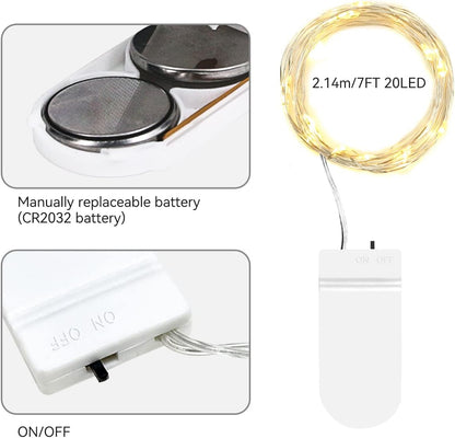 16-Pack Battery-Powered Fairy Lights, 7FT 20LED Mini String Lights, Waterproof Silver Wire Twinkle Lights for Indoor and Outdoor Decor