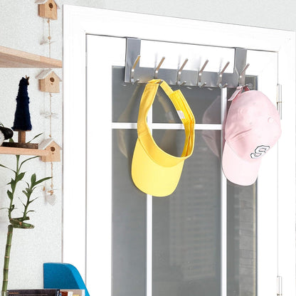 over the Door Hook Door Hanger:Over the Door Towel Rack with 6 Hooks for Hanging Coats,Door Coat Hanger Towel Hanger over Door Coat Rack for Towels,Clothes,Back of Bathroom,Silver