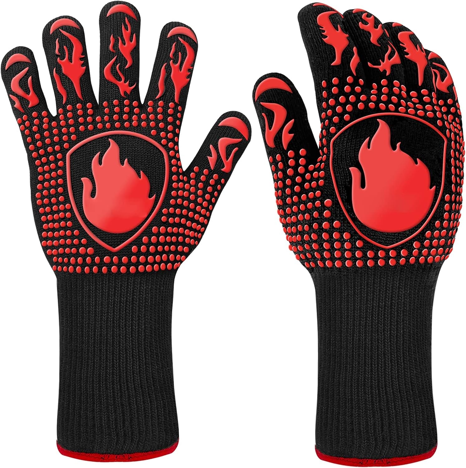 Professional Heat Resistant BBQ Gloves - 1472℉ Silicone Oven Mitts for Grilling, Baking, and Welding (Pair)