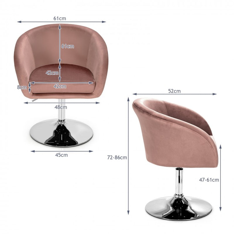 360-Degree Swivel Accent Chair with Round Back and Chrome Frame for Makeup Application