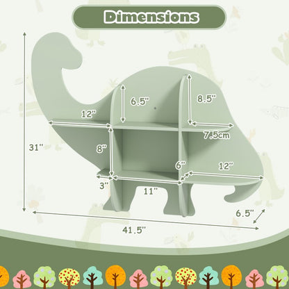 2-Tier Floating Bookshelf Featuring Dinosaur Design for Children