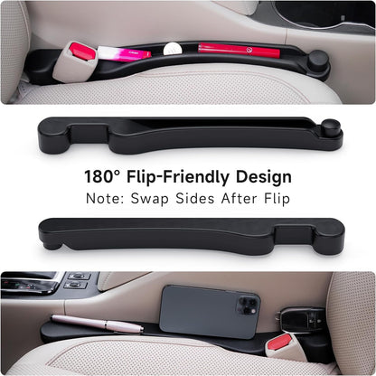 Multifunctional Car Seat Gap Filler Set of 2 - Soft Foam Organizer with Hook Function - Universal Fit 