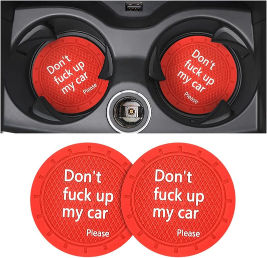 Car Cup Holder Coasters - Set of 2, 2.75 Inch Non-Slip PVC Insert Coasters, Anti-Scratch Cup Mats - Universal Fit 