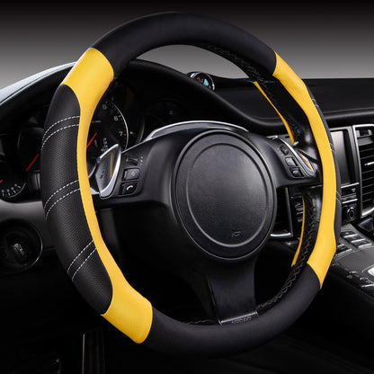 Line Rider Microfiber Leather Sport Steering Wheel Cover - Universal Fit (14.5-15 Inches) - Anti-Slip, Comfortable