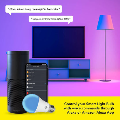 Dimmable Smart LED Light Bulb with WiFi Compatibility for Alexa - 806 Lumens, Energy Efficient, No Hub Required, Multicolor and Adjustable White Light (1)