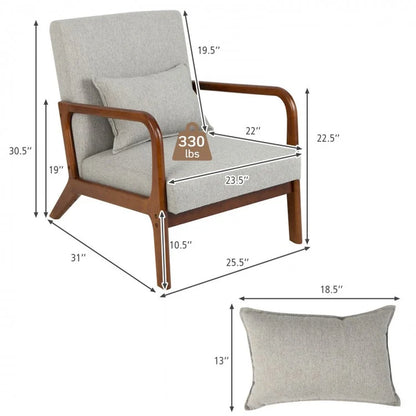 Contemporary Accent Chair Featuring a Rubber Wood Frame and Lumbar Support Pillow
