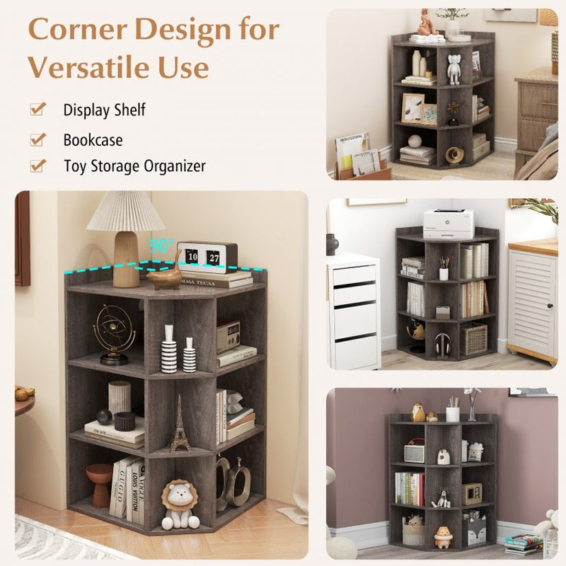 3-Tier Corner Cabinet with Integrated Charging Station for Bedroom Use