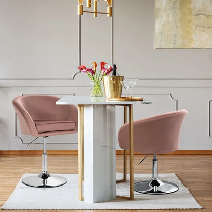 360-Degree Swivel Accent Chair with Round Back and Chrome Frame for Makeup Application