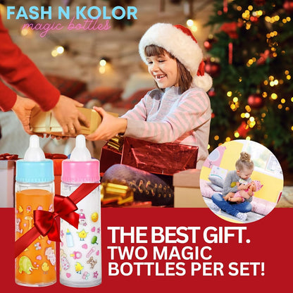 My Sweet Baby Disappearing Magic Bottles Set - Includes 1 Milk Bottle, 1 Juice Bottle, and Pacifier for Baby Doll (Colorful)