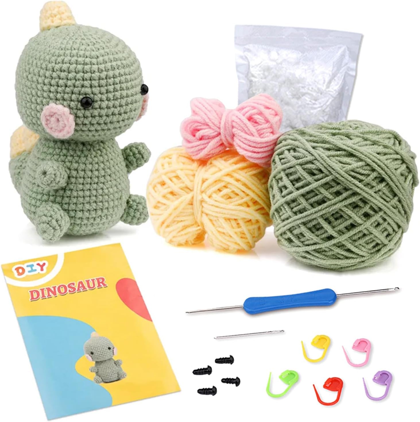 Beginner's Crochet Kit: DIY Elephant Crochet Set with Step-by-Step Video Tutorials - Ideal Knitting Gift for Kids and Adults