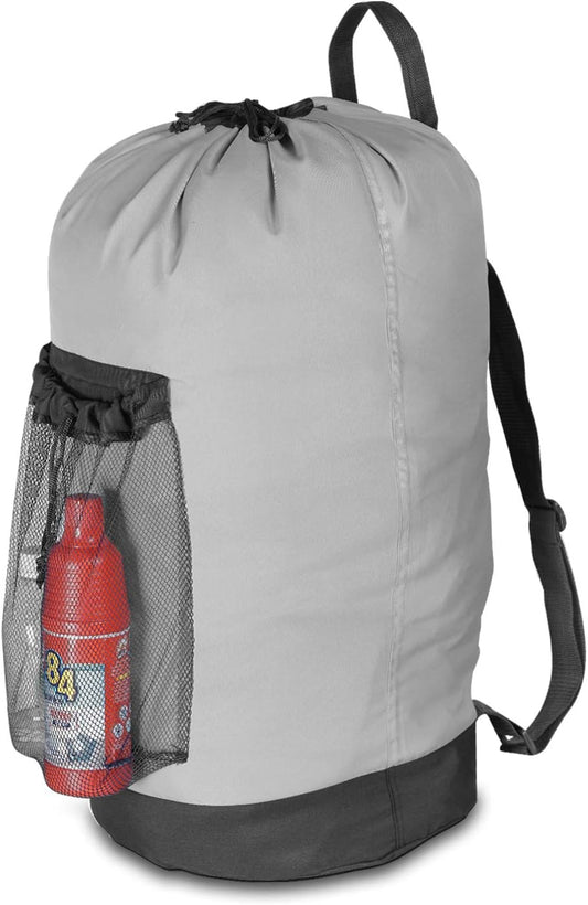Nylon Laundry Backpack with Shoulder Straps and Mesh Pocket