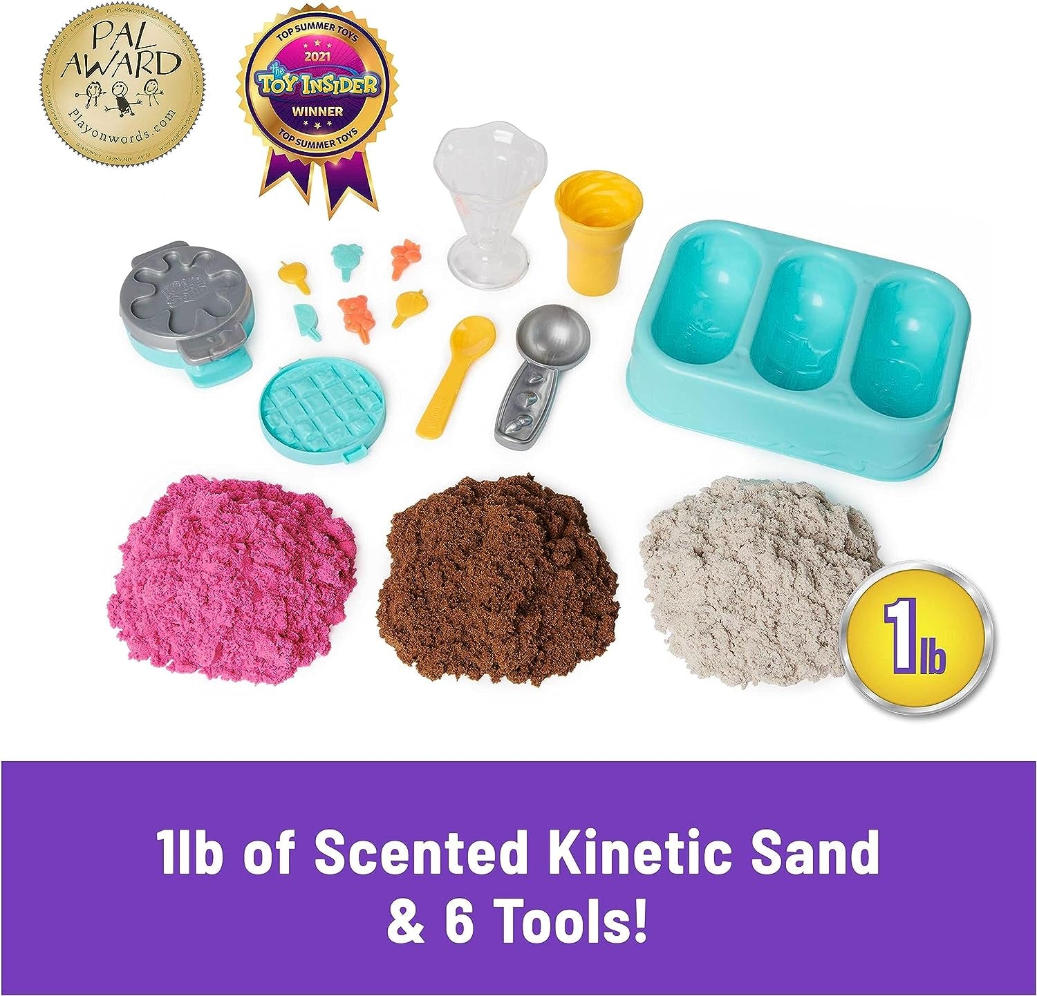 Scents, Ice Cream Treats Playset, 3 Colors Scented Play Sand & 6 Tools, Sensory Toys, Christmas Gifts for Kids Ages 3+