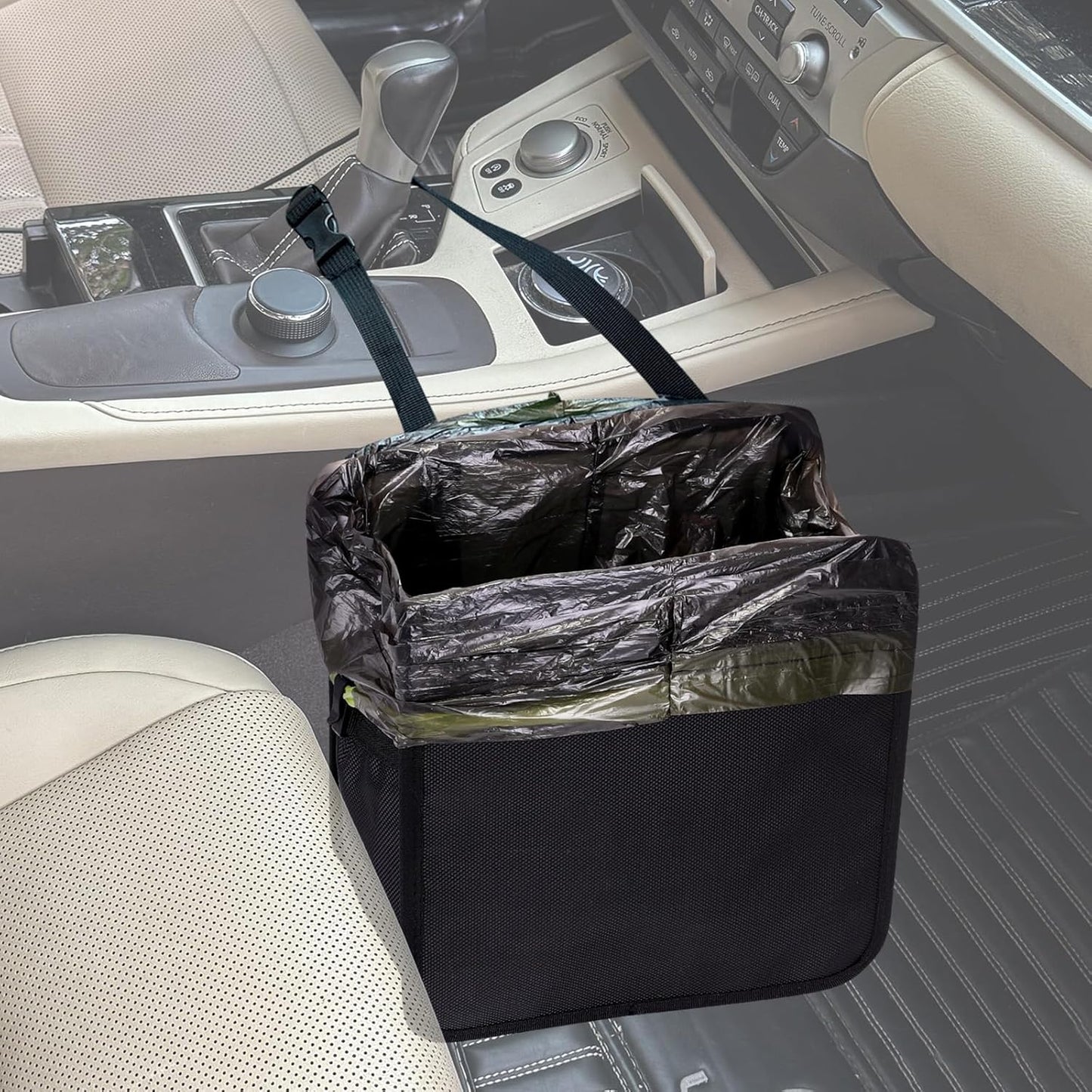 Foldable Car Trash Can - 3 Gallon Capacity, Water-Resistant and Leakproof Design, Car Organization (Black)