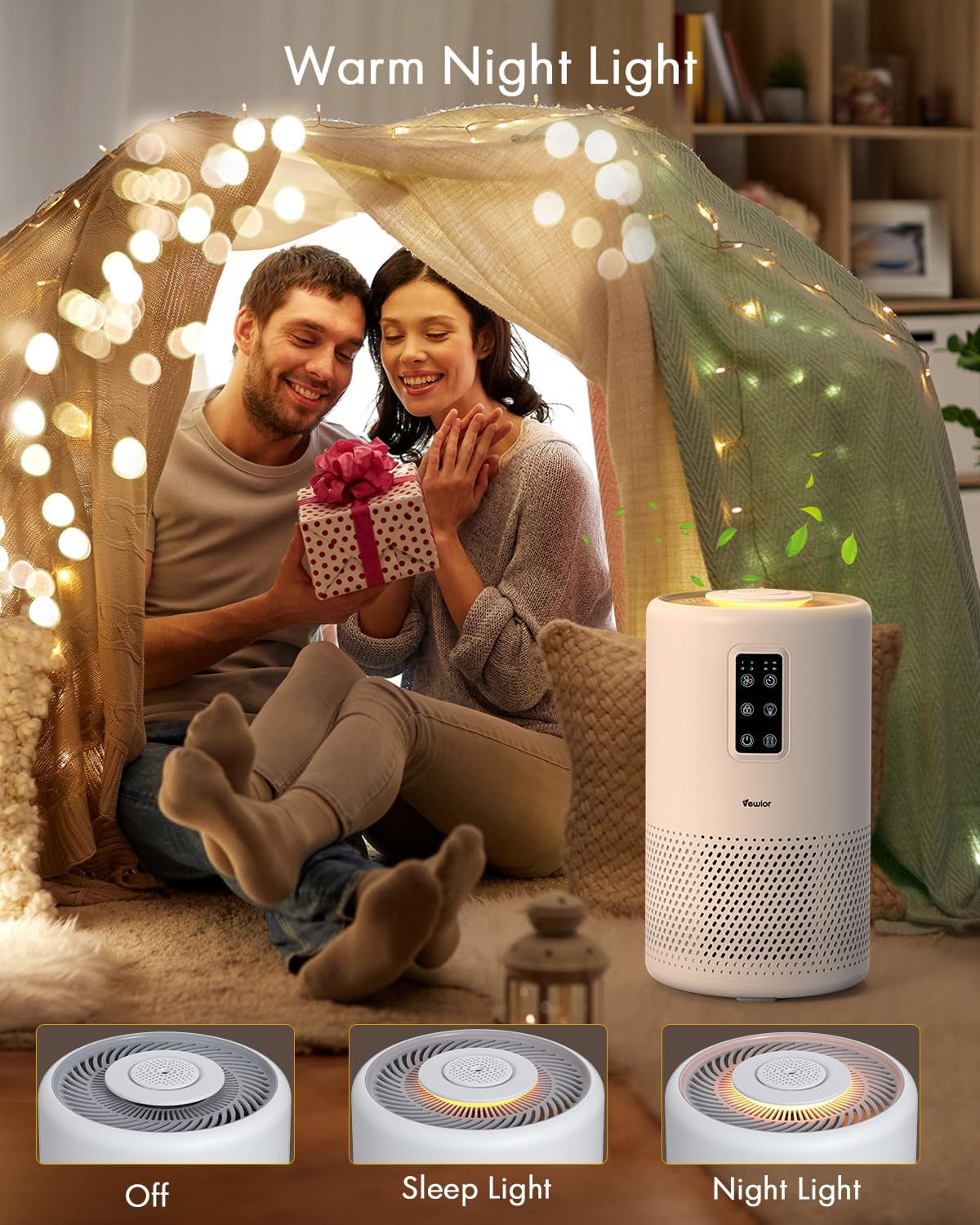 Large Room Air Purifier with H13 True HEPA Filter, Night Light, and Fragrance Sponge - (Covers up to 1076 ft²)