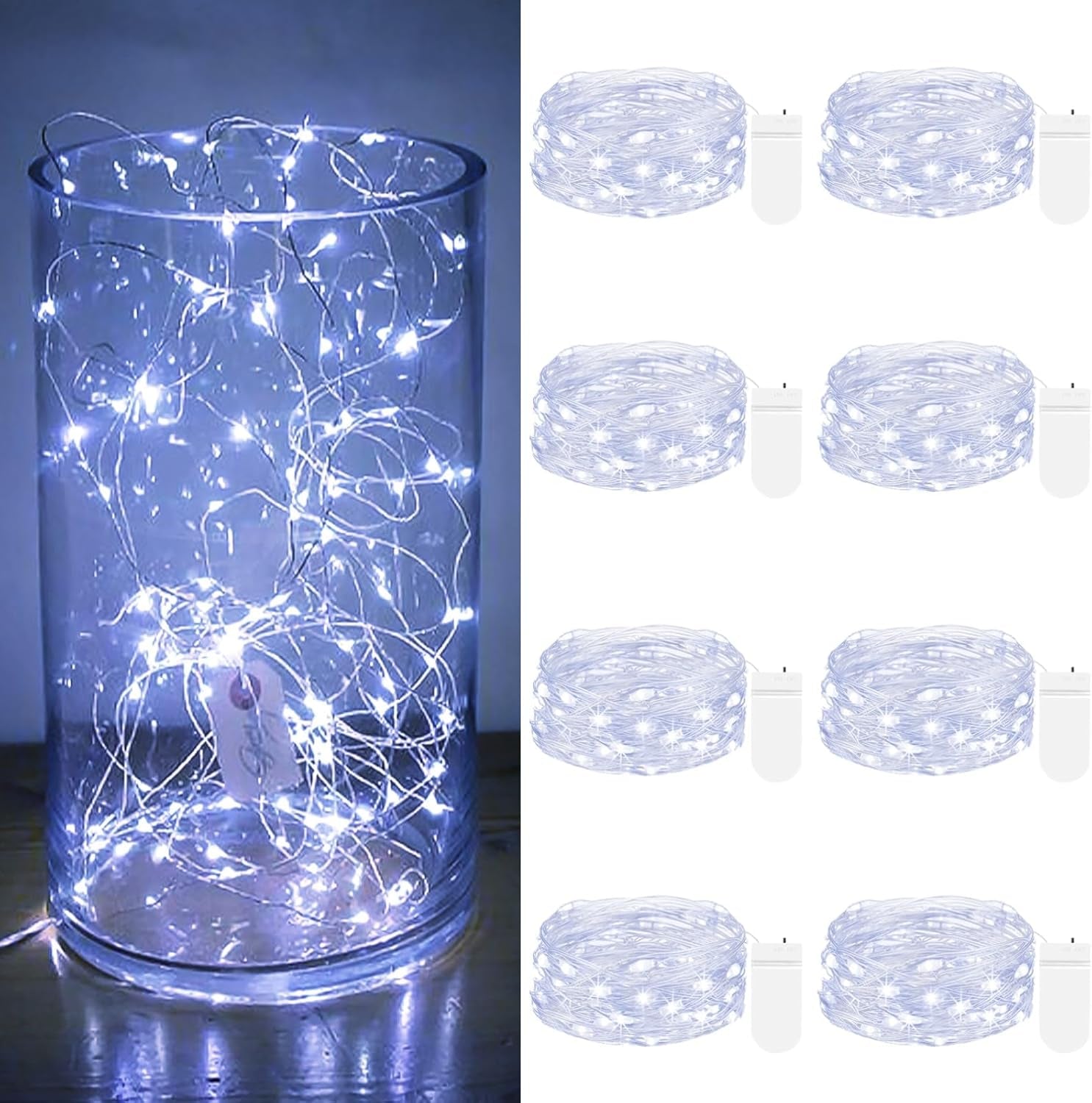 16-Pack Battery-Powered Fairy Lights, 7FT 20LED Mini String Lights, Waterproof Silver Wire Twinkle Lights for Indoor and Outdoor Decor