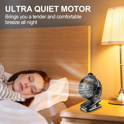 Portable Rechargeable Mini Desk Fan with Remote Control | 8000mAh Battery | 5 Speed Settings | 5-Inch Clip-On Fan