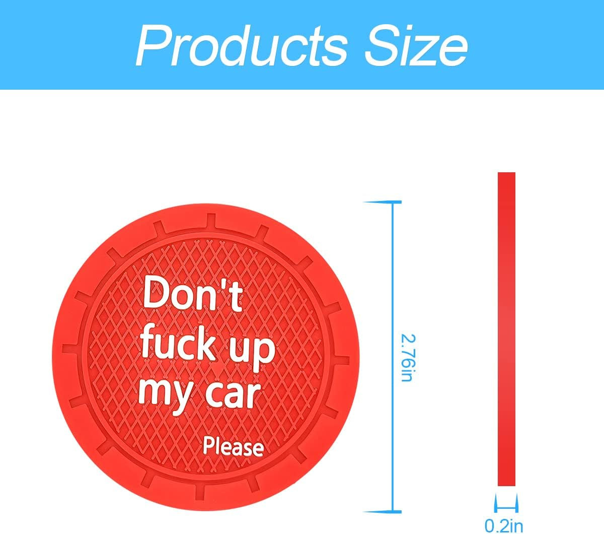 Car Cup Holder Coasters - Set of 2, 2.75 Inch Non-Slip PVC Insert Coasters, Anti-Scratch Cup Mats - Universal Fit 