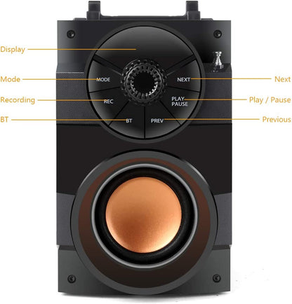 Portable 11W Bluetooth Speaker with Subwoofer, Dual Speakers, LED Lights, FM Radio, Remote Control, Enhanced Bass, and MP3 Playback 