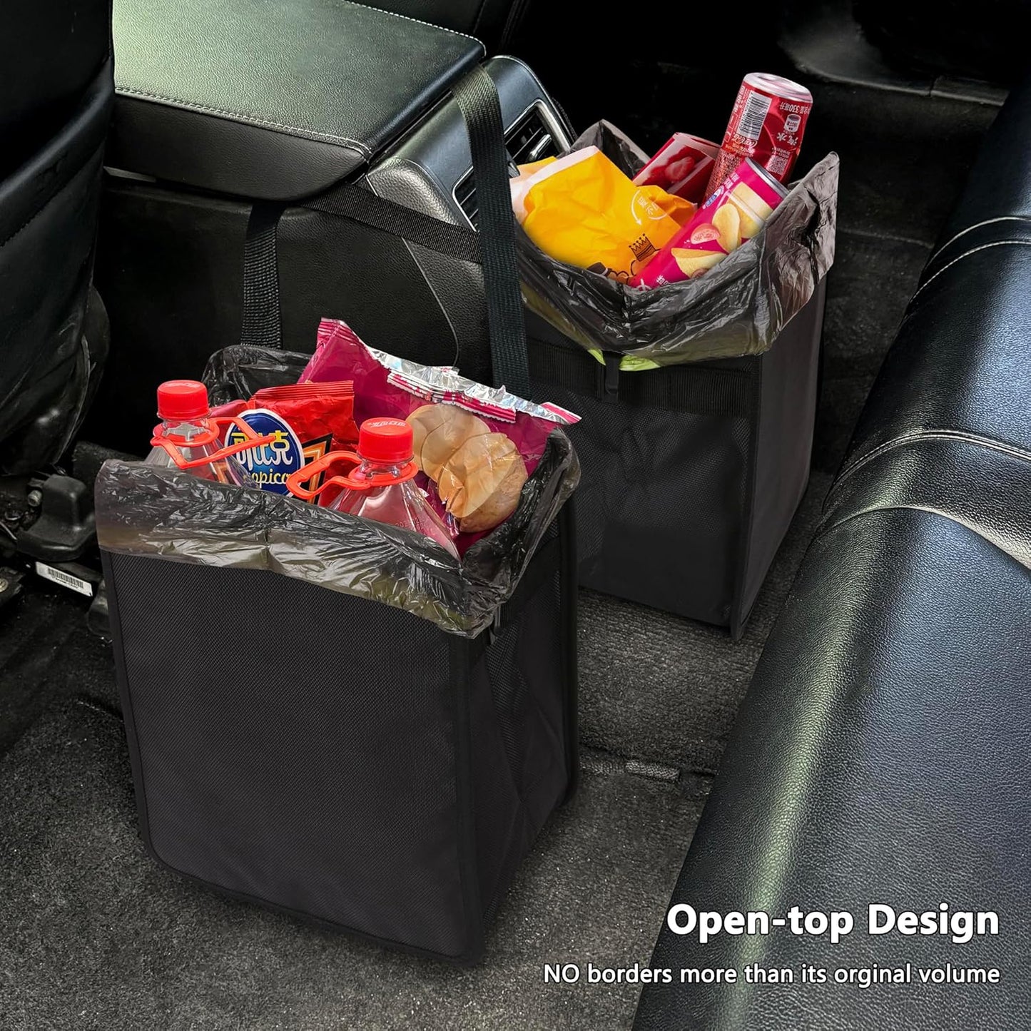 Foldable Car Trash Can - 3 Gallon Capacity, Water-Resistant and Leakproof Design, Car Organization (Black)