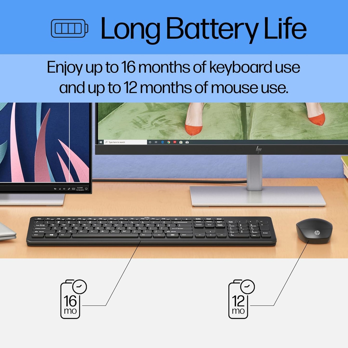 230 Wireless Mouse and Keyboard Combo - 2.4Ghz Wireless Connection - Long Battery Life - Durable & Low-Noise Design - Windows & Mac OS - Adjustable 1600 DPI - Numeric Keypad