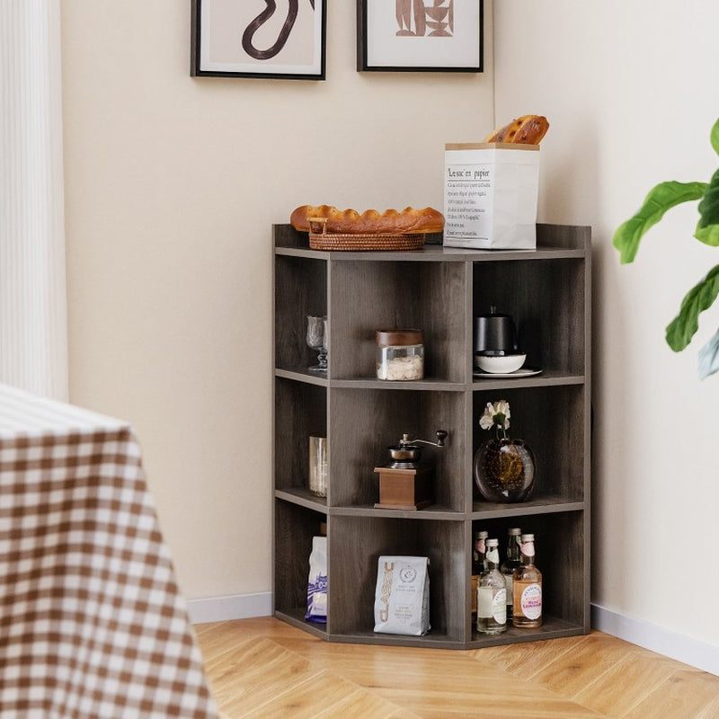 3-Tier Corner Cabinet with Integrated Charging Station for Bedroom Use