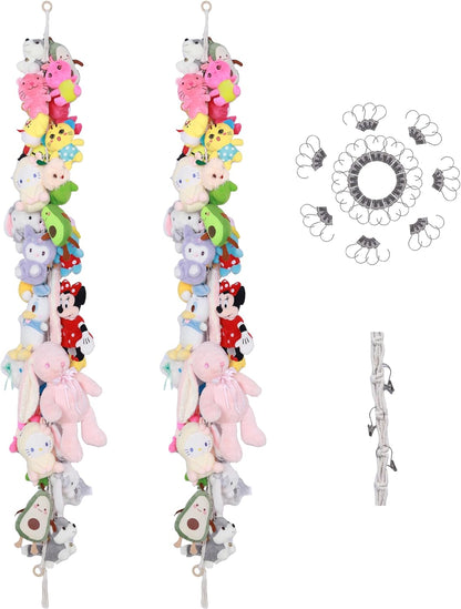 Cotton Stuffed Animal Storage Chain Set - 40 Metal Clips - 80-Inch Wall Organizer