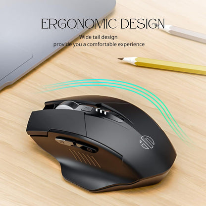 Wireless Mouse,Rechargeable Mouse Wireless 2.4G USB Ergonomic Computer Mouse(Battery Level Visible),Silent Wireless Mice for Laptop PC Computer, 3 Levels Dpi(Black)