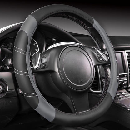 Line Rider Microfiber Leather Sport Steering Wheel Cover - Universal Fit (14.5-15 Inches) - Anti-Slip, Comfortable