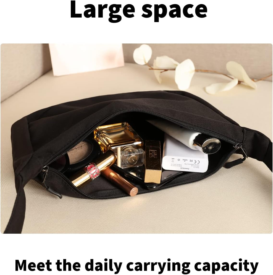 Trendy Mini Crescent Sling Crossbody Bag for Men and Women, Lightweight Nylon with Adjustable Strap and Dual Zippers