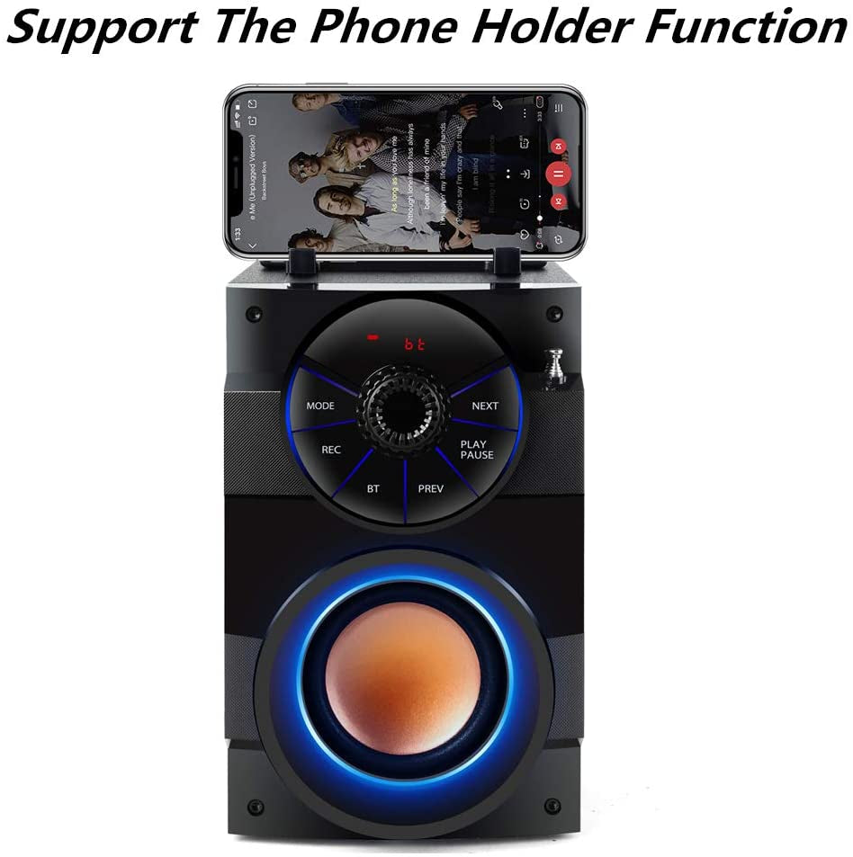 Portable 11W Bluetooth Speaker with Subwoofer, Dual Speakers, LED Lights, FM Radio, Remote Control, Enhanced Bass, and MP3 Playback 