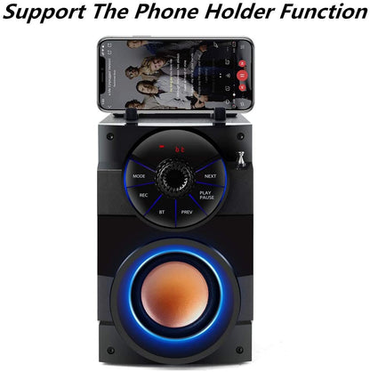 Portable 11W Bluetooth Speaker with Subwoofer, Dual Speakers, LED Lights, FM Radio, Remote Control, Enhanced Bass, and MP3 Playback 