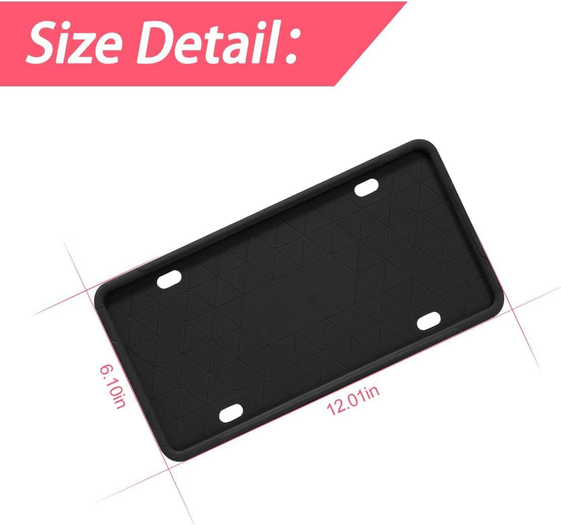 Universal Anti-Theft Silicone License Plate Frame Set, Rustproof Auto Accessories - Cars, SUVs, and Vehicles 