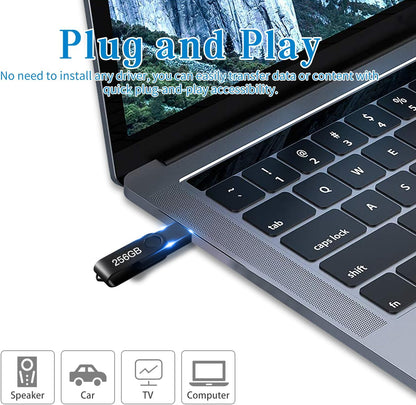 256GB USB Flash Drive - High-Speed Portable Thumb Drive with Keychain - Actual Storage 249GB Approx - Large Capacity Memory Stick