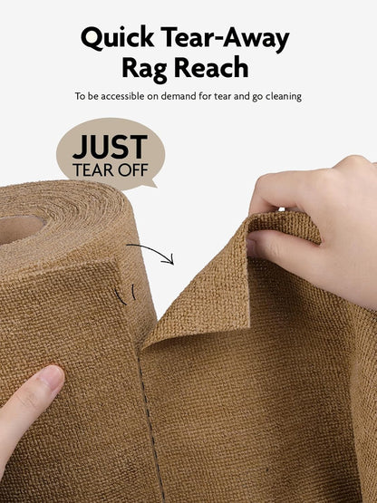 Microfiber Cleaning Cloth Roll - 40 Tear-Away Towels, 30x30 cm, Reusable, Washable, Scratch-Free Ultra Absorbent Dish Rags (Tan)