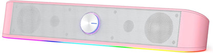 RGB Desktop Soundbar - 2.0 Channel Computer Speaker with Dynamic Audio-Light Sync, Touch-Control Backlit Volume Knob, USB Powered with 3.5mm Cable