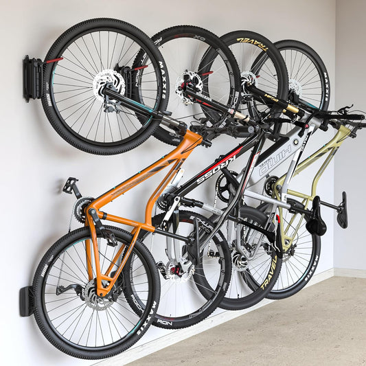Swivel Bike Wall Mount - Space-Saving Vertical Bike Rack for Garage Storage, Holds Up to 66 lbs, 4-Pack, Red