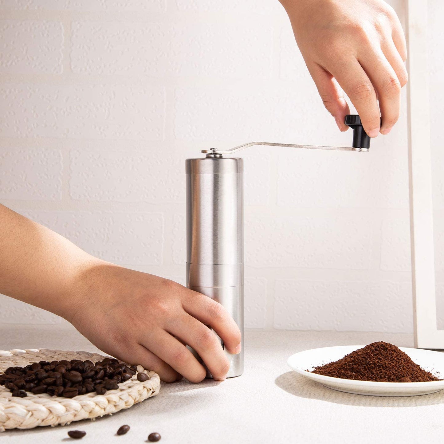 Stainless Steel Manual Coffee Bean Grinder with Ceramic Burr for Aeropress, Drip Coffee, Espresso, French Press, and Turkish Brew 