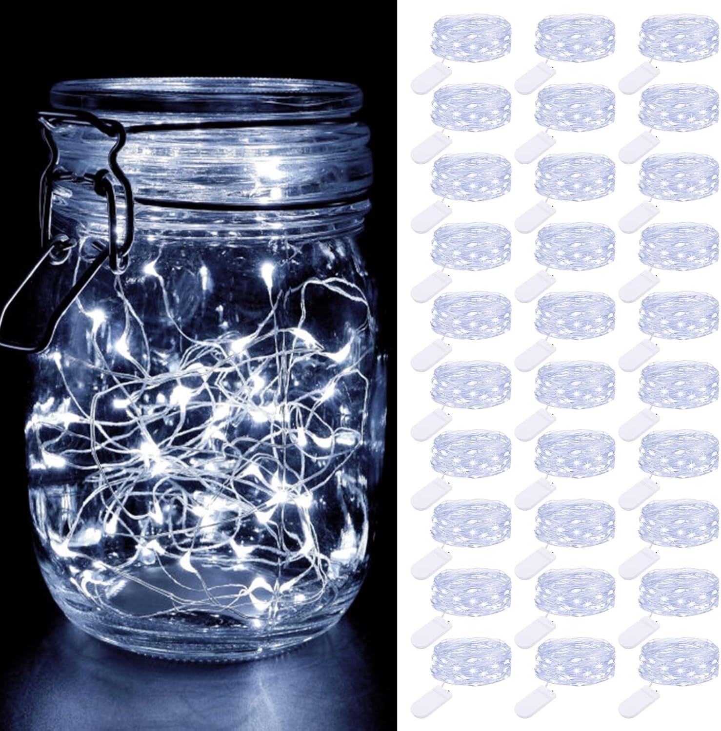 16-Pack Battery-Powered Fairy Lights, 7FT 20LED Mini String Lights, Waterproof Silver Wire Twinkle Lights for Indoor and Outdoor Decor