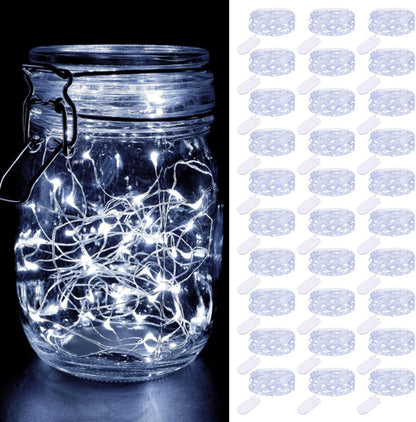 16-Pack Battery-Powered Fairy Lights, 7FT 20LED Mini String Lights, Waterproof Silver Wire Twinkle Lights for Indoor and Outdoor Decor