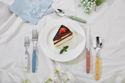20-Piece Stainless Steel Silverware Set with Colorful Riveted Handles in Retro Morandi Design