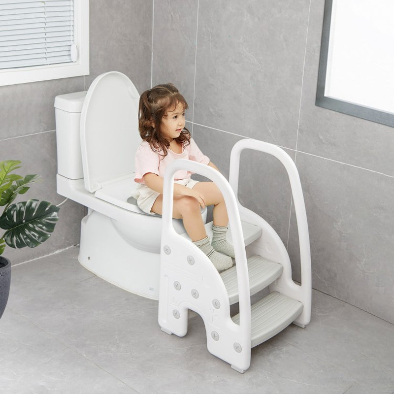 Toddler 3-Step Stool with Safety Handles and Non-Slip Pedals