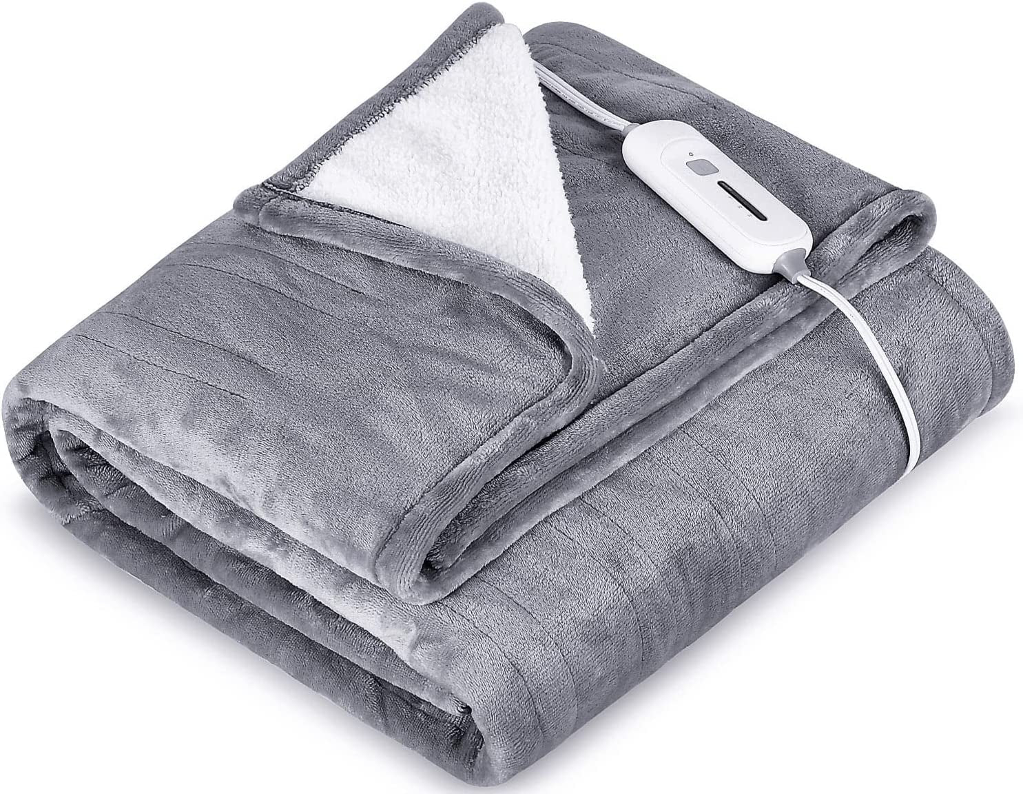 Reversible Electric Heated Blanket - Flannel/Sherpa, Fast Heating with 3 Temperature Settings, 4-Hour Auto Shut-Off, ETL Certified, Machine Washable, 50" x 60