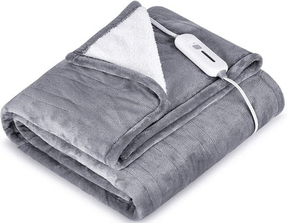 Reversible Electric Heated Blanket - Flannel/Sherpa, Fast Heating with 3 Temperature Settings, 4-Hour Auto Shut-Off, ETL Certified, Machine Washable, 50" x 60