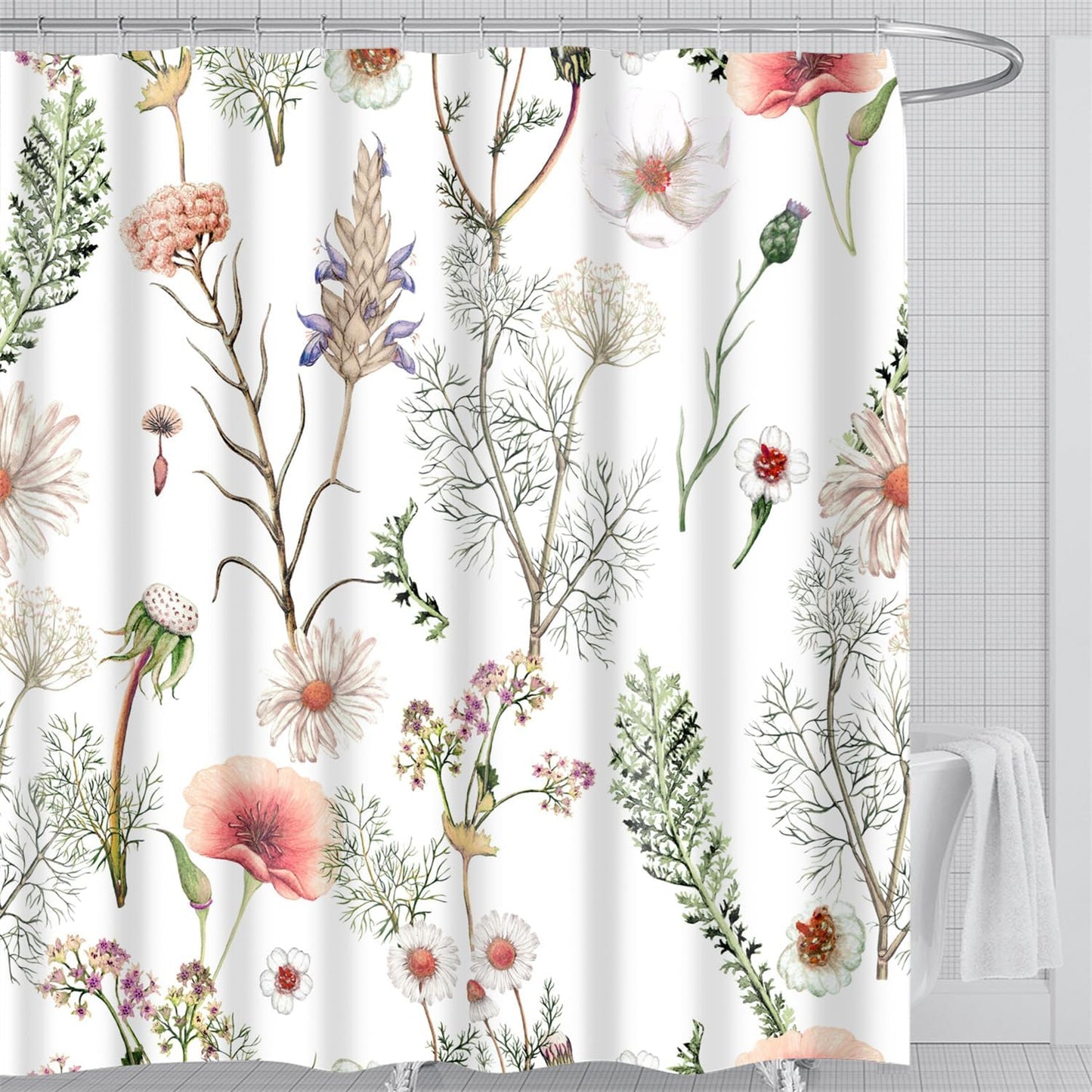 Waterproof Fabric Shower Curtain featuring Banff National Park Smoky Mountain Design, 12 Hooks, 71" x 71" (180 cm x 180 cm), Dark Gray